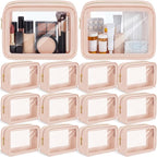 Hsei 12 Pcs Clear Makeup Bags Diaper Bag Organizer Travel Toiletry Bags with Zipper Clear Cosmetic Organizer Car Storage Pouch Bridesmaid Gift for Women Beach Vacation (Skin Tone) by Hsei