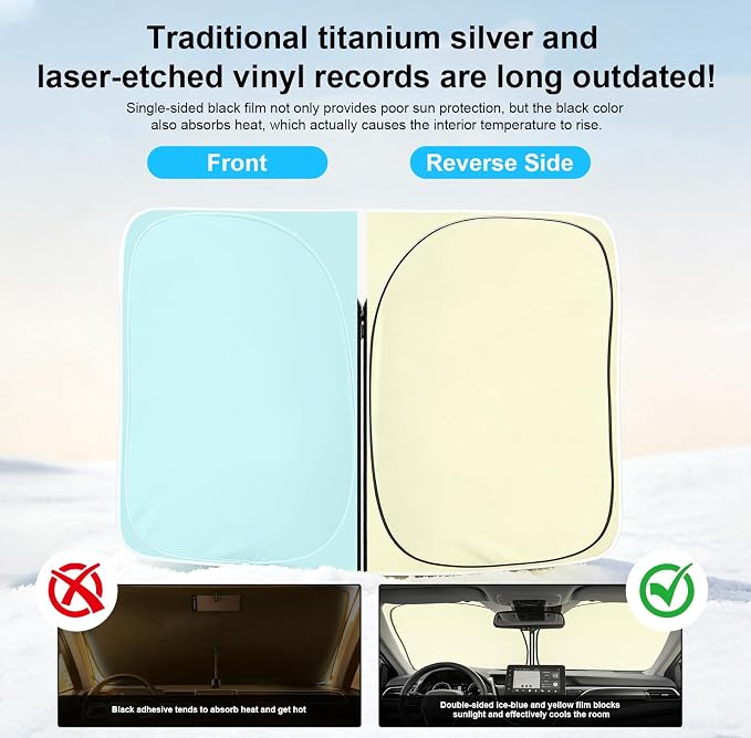 Windshield Sun Shade for Chevy Silverado/GMC Sierra 1500 2500 3500 2019-2026, Foldable Front Windshield Sunshade UV Blocker, Custom Fit Car Sun Shade for Truck Interior Heat Protection - Image 3