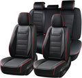Coverado Car Seat Covers Full Set, Seat Covers for Cars, Car Seat Protector Waterproof, Leather Cushion, Universal Car Interior Covers Seat Protectors for Most Cars Black-Redline by COVERADOAUTO