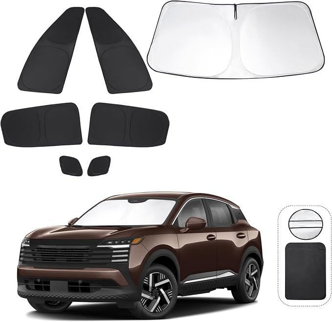 Windshield Sun Shade Car Windshield Foldable Full Windows Coverage Custom Fit for Niss-an Kicks 2025 2026 Accessories Car Window Shades Block Sun UV Rays 7PCS - Image 7