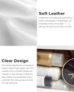 2 PCS Clear Makeup Bags Set,Waterproof PU Leather Travel Cosmetic Bags, Transparent Toiletry Bag Organizer with Zipper, Portable Makeup Brush Case Pouch for Women Girls Travel Daily Use (White) - Image 8