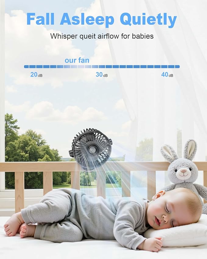Portable Clip on Fan, Rechargeable Stroller Fan, USB Desk Fans With TYPE-C Port 5200 mAh Battery Operated 3 Speed 360° Rotatable Personal Small Mini Table Fan for Pram Car Seat Crib Golf Cart Camping - Image 4