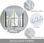 NICETOWN Greyish White Short Blackout Curtains 63 Inches Long for Bedroom | Portable Thermal Insulated Self Adhesive Window Curtains for Living Room, 1 Panel Sewn with Tiebacks, 52" x 63" - Image 4