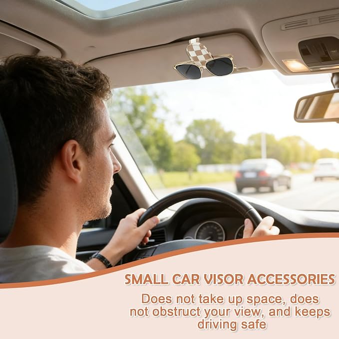 Sunglasses Holder for Car Visor - 2 Packs Boho Magnetic Leather Sunglasses Clip for Car Visor Sunglass Holder Ticket Card Hanger Clips Auto Interior Accessories for SUV Truck Women Men - Image 5