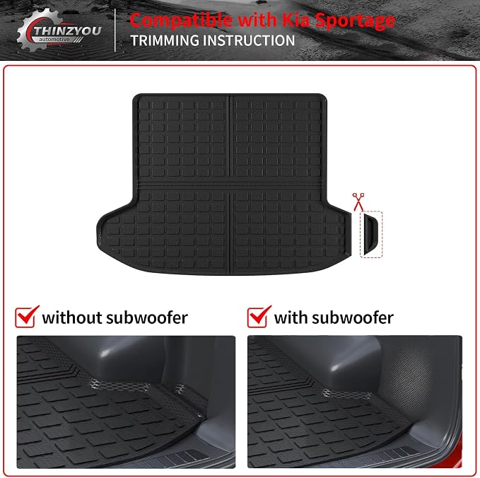 Floor Mats Set for 2023 2024 2025 2026 Kia Sportage Gas | Not for Hybrid & PHEV, Trunk Mat Cargo Mat Cargo Liner TPE All Weather Back Seat Cover Protector 2025 Sportage Accessories - Image 6