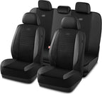 Skechers Air-Cooled Memory Foam Seat Covers,Mesh Thick Car Seat Covers,Piping Leather Car Seat Cover,Airbag Compatible,Automotive Comfort for Most Cars, Vans, Trucks, SUV(Black, Full Set) by Unknown