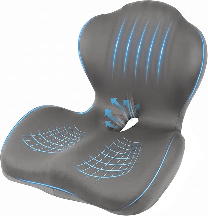 Car Seat Cushion Office Chair Cushion with Lumbar Support Pillow | Ergonomic Seat Cushion for Relieve Sciatica & Tailbone Pain, Ideal for Car Driving Truck Office Chairs Wheelchairs Home Use by Nisuez