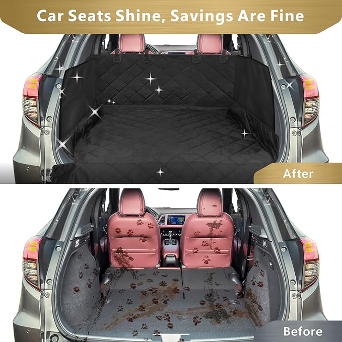 F-color SUV Cargo Liner for Dogs - Trunk Cover with Bumper Flap Protector | Waterproof Pet Cargo Cover with Side Flaps, Dog Car Seat Cover with Non-Slip Trunk Mat, Prevents Scratches Pet Hair Mud Dirt - Image 3