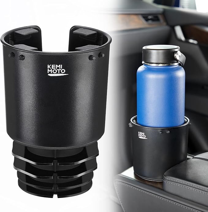 KEMIMOTO Car Cup Holder Expander Compatible with Hydro Flask Yeti 18-40oz | Universal Fits 3.0in-3.8in bottles and 3.2in cup holder, for Car, RV, Truck, UTV, Golf Cart, rubber base, tool-free install by kemimoto