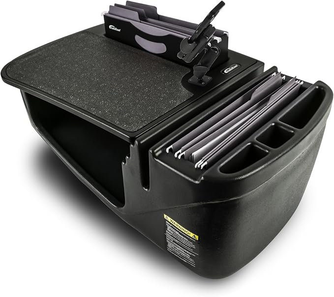 AutoExec AE-FMEF-PI-PM-BT Efficiency FileMaster Car Desk for Your Vehicle Workstation and Mobile Office, Black with 400 watt Power Inverter and Phone Mount by AutoExec