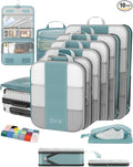 OlarHike 10 Set Compression Packing Cubes for Travel Essentials,Compressible Expandable Space Saver Bags for Organizing Clothes,Luggage Suitcase Garment Bags with Over 1000 pcs Mesh Holes(Blue Gray) by OlarHike