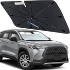 Windshield Sun Shade for Toyota Corolla Cross 2022-2026, Umbrella Shades | Custom Foldable Front Window Sunshade with 360° Rotating Shaft, Car Shades with UV & Heat Protection by Visufy