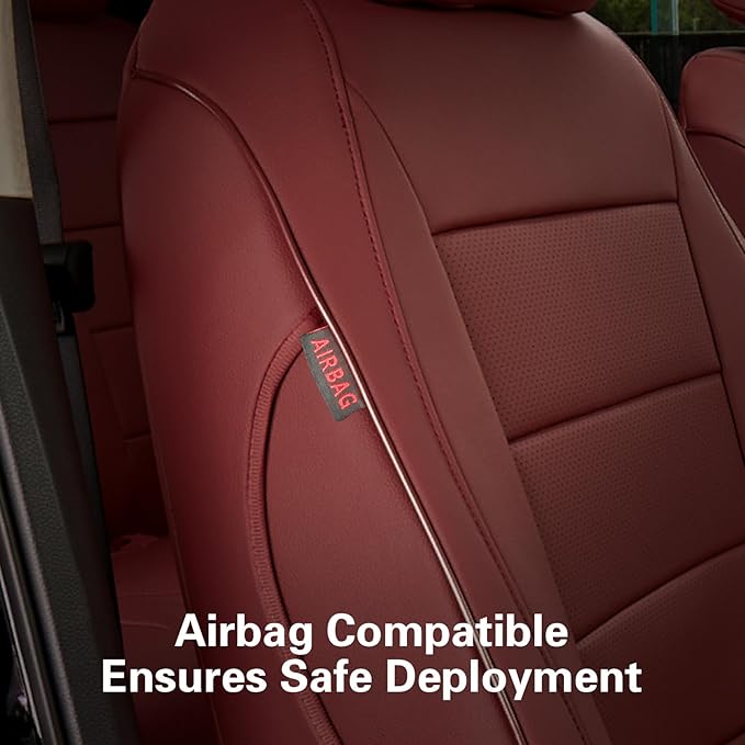 EKR Car Seat Covers for Honda CRV 2017-2022 Leatherette Full Set | Custom Fit for Honda CRV 2017 2018 2019 2020 2021 2022,Factory-Style Interior Upgrade,Full Wrap,Faux Leather(Burgundy) - Image 4