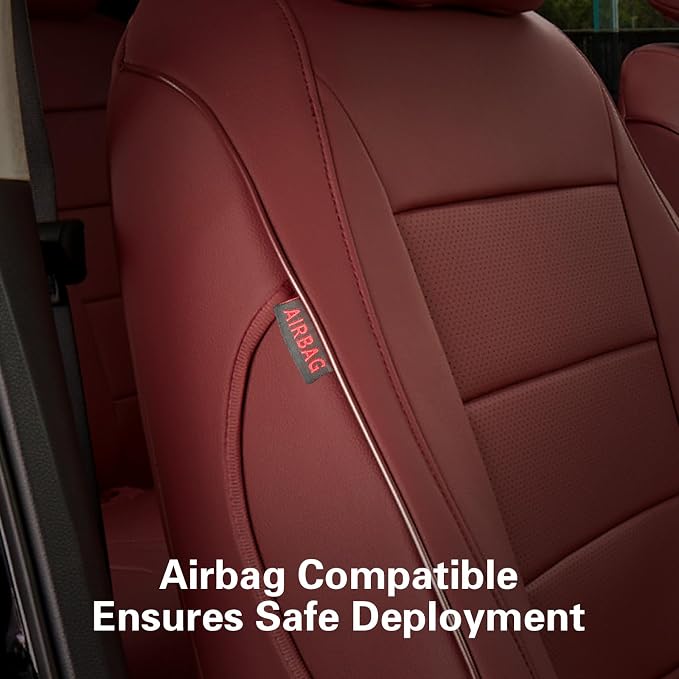 EKR Car Seat Covers for Honda HRV 2019-2022,Leatherette Full Set | Custom Fit for Honda HRV Sport/EX/EXL/Touring 2019-2022 Full Wrap,Waterproof Pet-resistant,Faux Leather(Burgundy) - Image 4
