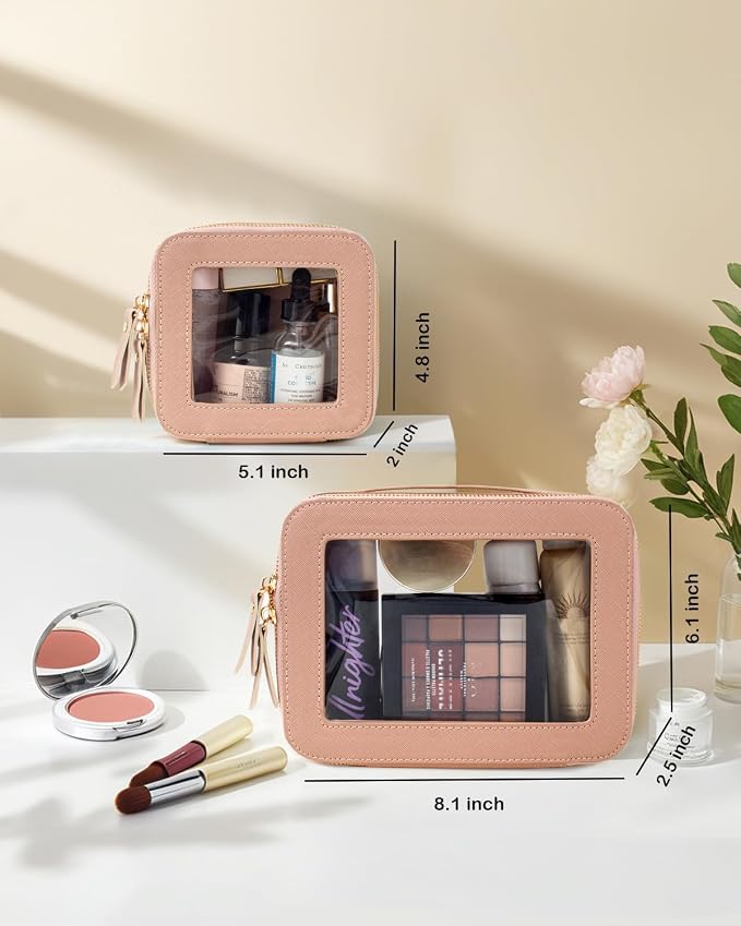 Travel Clear Makeup Bag Set, TSA Approved Cosmetic Bag Case with Zipper Portable Makeup Pouch Toiletry Bag Traveling Cosmetic Organizer Storage Bag Car Organizer Car Essentials - Image 3