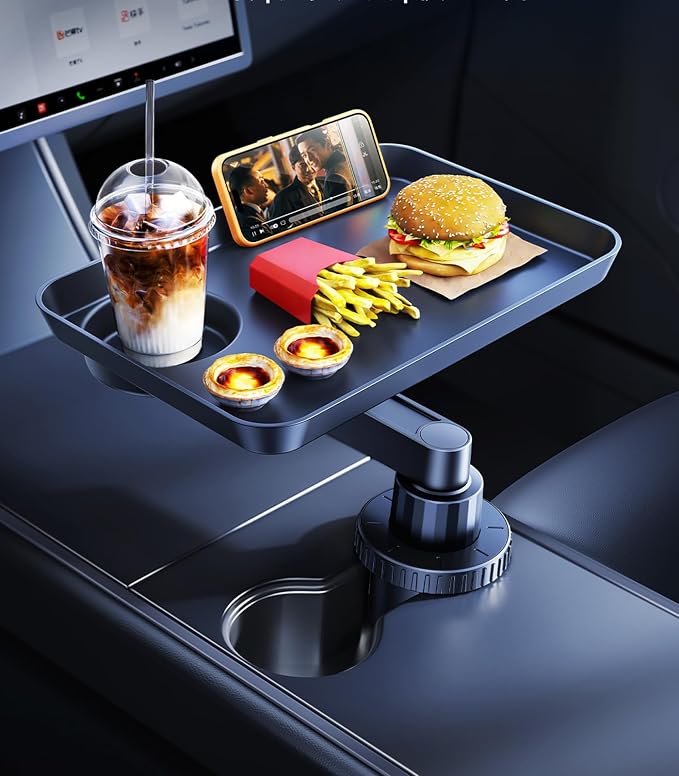 Car Cup Holder Tray, Car Food Tray Table for Car Eating Lunch, Cup Holder Expander Insert Interior, Long Road Trip Essentials Travel Patrol Accessories Drink Holder Organizer for Semi Truck Rv by DICMKY