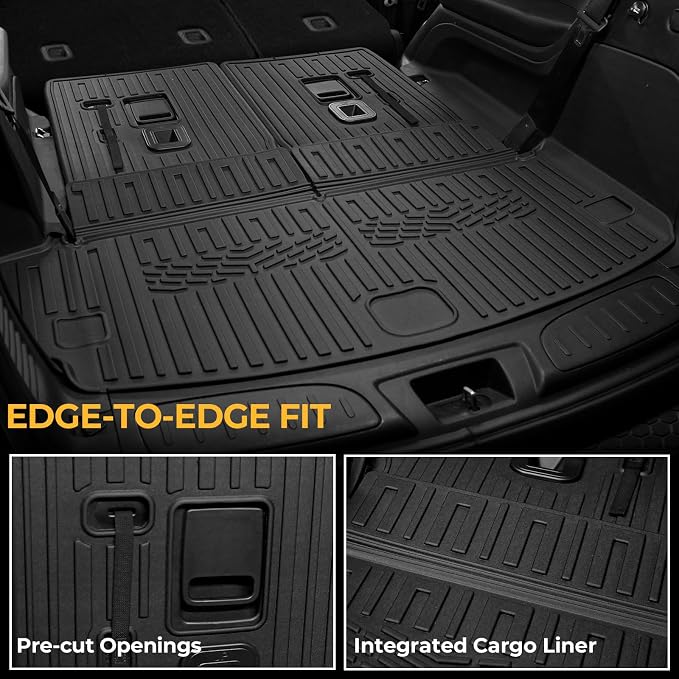 Floor Mats for 2016-2026 Dodge Durango 6-Seats Accessories | Captain Seats, Full-Coverage Mats Set with Cargo Liner & Backrest Mat, Odorless TPE, All-Weather Protection, 3D Laser Fit - Image 4