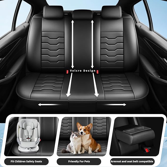 Fit Pathfinder Car Seat Covers Premium Leather for Nissan Pathfinder 2011-2025 2026. Waterproof， Breathable, Scratch-Resistant & All-Weather Seat Cushion Protector（2 Front Seats,Black - Image 3