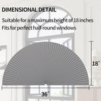 Myshade Arch Window Shades Half Circle Blackout Cellular Shades Cordless No Drill Blinds for Windows Half Moon Honeycomb Fabric No Tools Room Darkening Shades Easy Install (1PCS Grey 36" W X 18" H) - Image 3