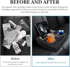 Car Back Seat Organizer, Leather Automotive Rear Seat Couch Cup Holder Expander Tray, Vehicle Cup Holder Tray Holds Snacks Remotes Phones for Truck RV Boat Couch Pillow Bed - Image 4