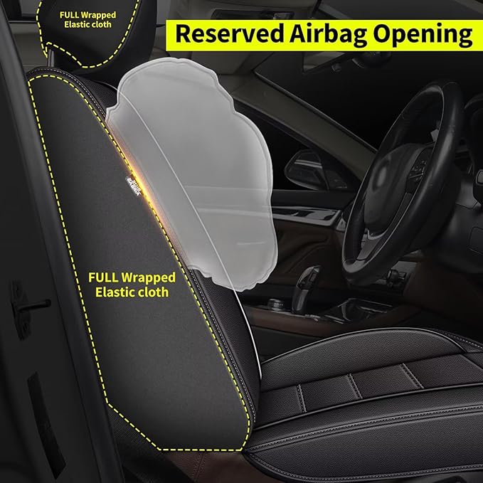 IKABEVEM Car Seat Covers for Jeep Grand Cherokee 2007 2008 2009 2010 | Custom Full Set,Waterproof Faux Leather,Scratch Resistant,Easy to Install&Wipe Clean,Black Seat Interior Protector - Image 4