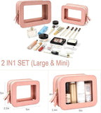 KOTORA Clear Makeup Bag Set for Women Portable Clear Make up Bag Cute Waterproof Travel Cosmetic Case Toiletry Pouch for Car Essentials for Women Girls (Pink) - Image 2
