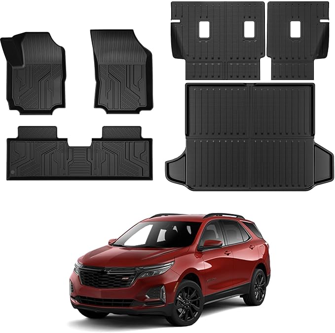 Floor Mats for 2018-2024 Chevy Equinox/GMC Terrain Accessories | Full-Coverage Set with Cargo Liner & Backrest Protector, Odorless & Durable, All-Weather Protection, 3D Laser Fit by GALVAGNITE