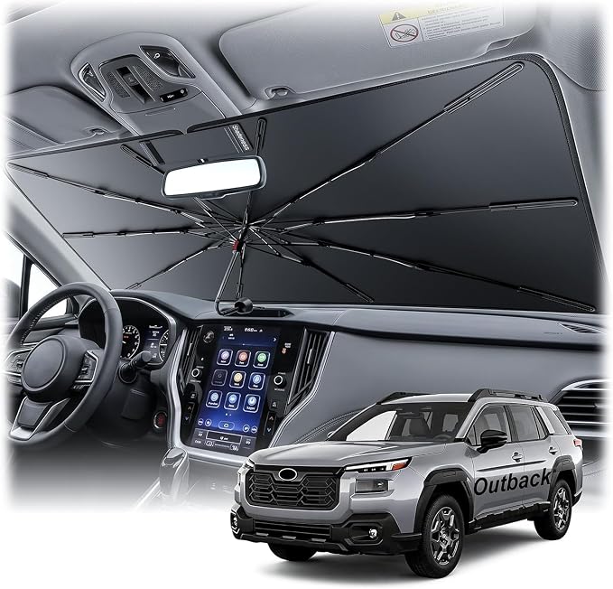2026 Upgraded Windshield Sun Shade Umbrella for Subaru Outback [Precision Custom Fit, Superior UV & Heat Block] Cooling Tech Fabric, Durable Foldable with Storage Bag, Fits 2000-2025 by Unknown