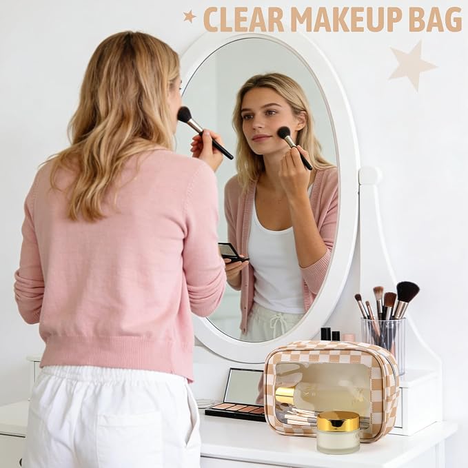 YOPCDJ 3PCS Clear Toiletry Bag, TSA Approved Travel Makeup Pouch with Zipper for Cosmetics and Toiletries, Diaper Bag Organizer Pouch Set, Women's Purse Organizer and Clear Car Bag - Image 8