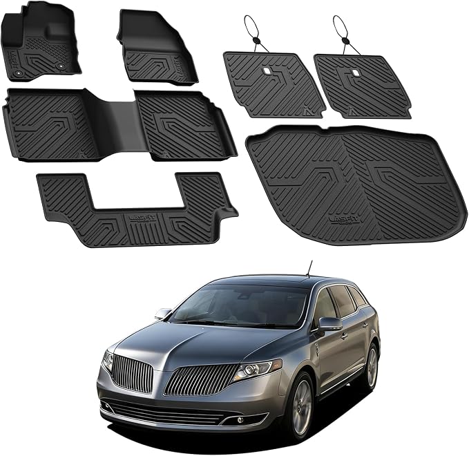LASFIT Floor Mat Set for 2009–2019 Ford Flex & 2010–2019 Lincoln MKT | Custom Fit All Weather Floor Mats Cargo Liner & Seat Back Protectors – Premium TPE Interior Full Coverage Protection 3 Rows - Image 8