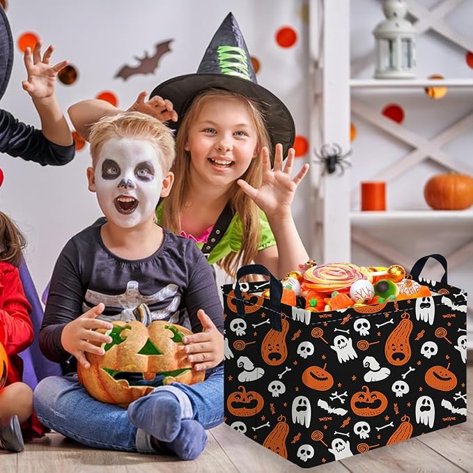 Halloween Ghost thriller basket,Empty Halloween basket,Horror and thriller decor,Trick or Treat Box for Boys and Girls,Horror decor(Cute pumpkin) - Image 3