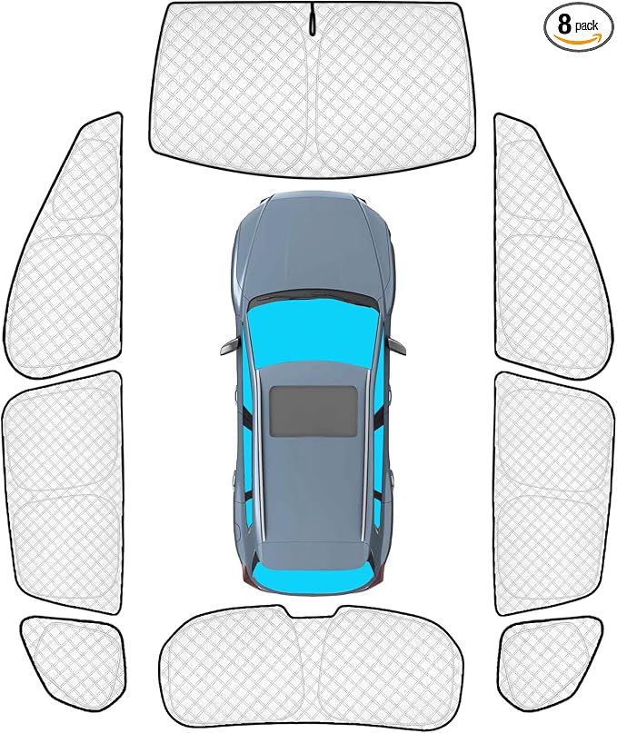 KMF 8pcs Thicken Sun Shades for Mazda CX-50 Accessories 2023-2025, Custom Full Window Sunshade Car Window Covers for Windshield Side Rear, UV Block and Blackout Privacy for Car Camping Outdoor by KMF