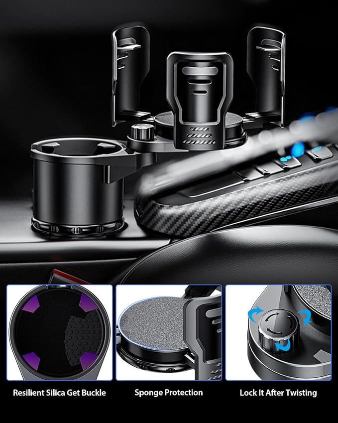 Cup Holder Expander for car 2 in 1 Multifunctional Car Cup Holder Extender Adapter with Adjustable Base Compatible with Hydro Flask,Yeti, Nalgene,32/40 oz Large Bottles Drinks Mugs-Large - Image 5