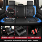 FREESOO Custom for Toyota Tundra Seat Covers 2022-2026 Crewmax Double Cab | Custom Fit, Full Set, 60/40 Split Bench, Waterproof Leather, for Truck Toyota Tundra Accessories, BlackBlue - Image 4