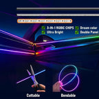 Car LED Strip Lights, Interior Acrylic LED Lights for Car with Dynamic Rainbow Dream Color Chasing, Ambient Lighting Kits Music Sync (8 in 1(6 * 29.5"+43.3"+14.5")) - Image 2