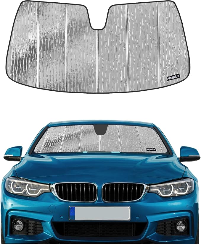 Pigenius Windshield Sun Shade for BMW 4 Series Coupe & M4 (F32/F82) 2014-2020, Fits 428i 430i 435i 440i M4, Reversible Silver/Black by Pigenius