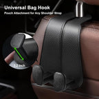 CoBak Extra Wide Car Seat Back Hooks, Premium Stitched Leather Headrest Hangers with Wide Slot Structure, Universal for Any-Width Purses, Handbags, Bags (4 Pack), Carbon Fiber Black - Image 5