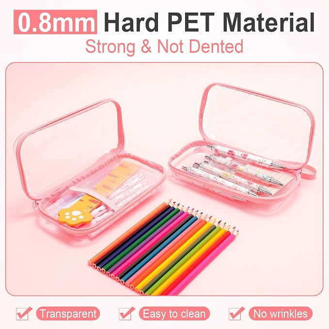 Sanwuta 4 Pcs Clear Hard Shell Zipper Case Plastic Case, Nude Pink - Image 4