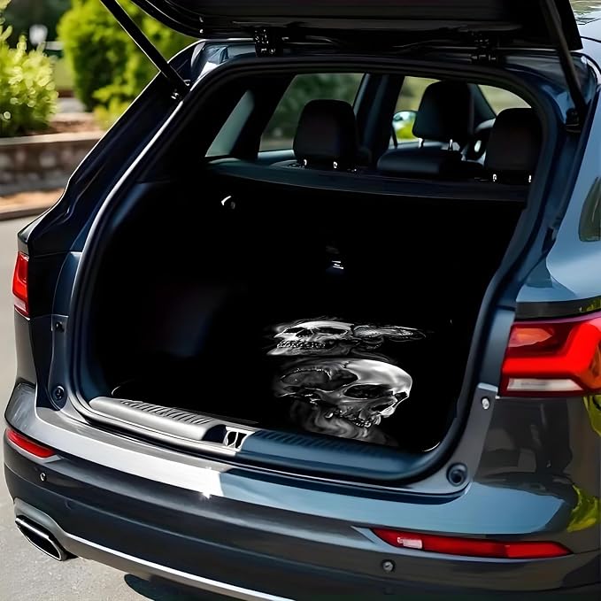 Universal Car Trunk Mat 29" x 39", Black Skeleton All Weather Trunk Protection Cargo Liner, Durable Cargo Mat Rear Trunk Liner, Stylish Vehicle Interior Accessories Suitable for Most Car Models - Image 5
