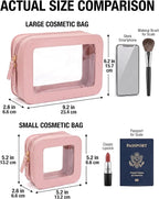 Makeup Bag Set of 2,Travel Toiletry Bag for Women, Small Cosmetic Bags Cute PVC Makeup Pouch for Purse Emergency Bag Car Accessory Bag for Girls (2Pack-Standard&Square, Light Pink) - Image 6