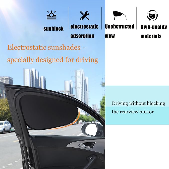 Car Window Sunshade Privacy Curtains, Car Side Window Sunshade Shade for Car Windows, 100% Light Blocking, for Breastfeeding, Napping, Changing, Camping, Side Window Baby Shade, 4 PCS - Image 2