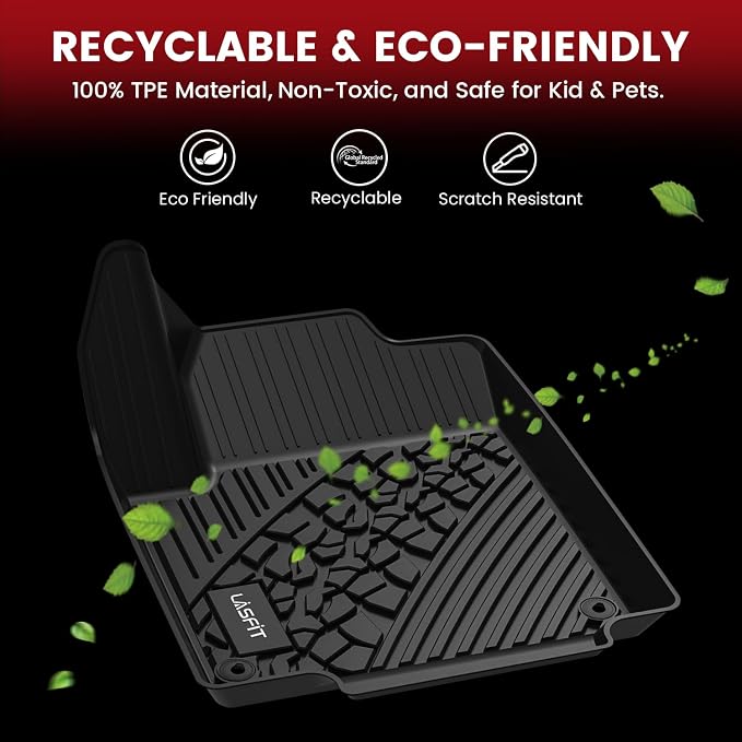 LASFIT Floor Mats for Jeep Wrangler JL 2018-2025 2026 Unlimited 4 Doors | Gas/MHEV Type, Not Fit for JK or PHEV, All Weather, TPE, Custom Fit, Car Mats, Floor Liners, 1st & 2nd Row - Image 4