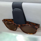 EldHus Sunglass Holder for Car Visor - 2 Pack Magnetic Car Glasses Holder Clip, Leather Eyeglass Holder for Car, Universal Vehicle Sunglasses Hanger Eyeglasses Mount, Black - Image 2