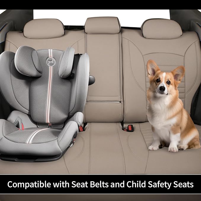 EKR Car Seat Covers for Subaru XV Crosstrek 2013-2017,Leatherette Full Set | Custom Fit for Subaru Crosstrek 2013-2017(Rear W/ NO Armrest),Factory-Like Fit,360°Protection,Faux Leather (Beige) - Image 5