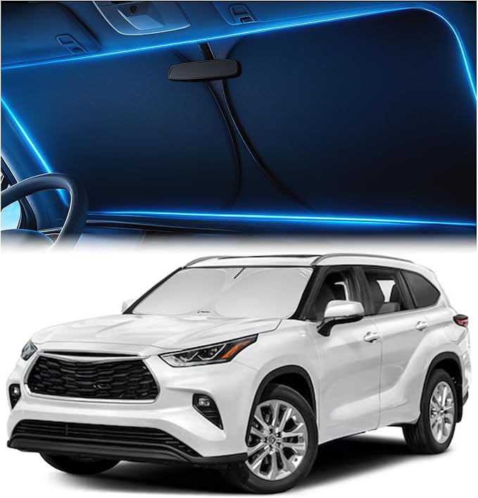 Magnelex Windshield Sun Shade for Toyota Highlander L LE XLE Limited Platinum 2020 2026, Foldable Car Window Sunshade, Heat & UV Visor Cover, Reflective Front Shades Accessories by Magnelex