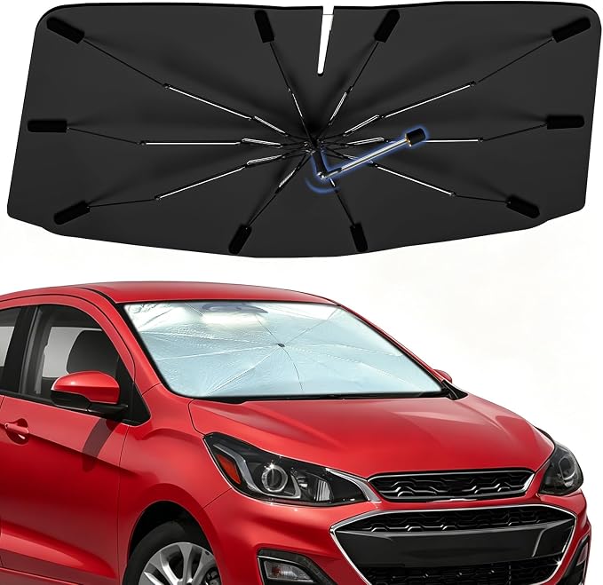 Windshield Sun Shade Umbrella for Chevrolet Spark 2013–2022 Front Window | Double Layer Foldable Car Sunshadefor Spark,UV Protection Sun Blocker & Heat Shield by Bocvam