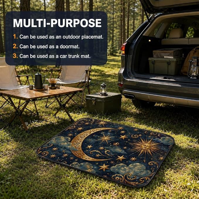 Car Trunk Mat for SUV, 31"x47" Sun Moon Star Cargo Liner Protector | All Weather Universal Cargo Liners for Dogs, Car Accessory for SUVs/Sedan/Wagons, Durable Non-Slip Washable Rear Cargo Mat - Image 5