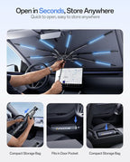Car Windshield Sun Shade Umbrella for Model Y 2020~2026(Ice Crystal + Fabric + Black Film), Keeps Car Cool, Foldable Sunshade with Soft Edge, Easy Storage with Bag - Image 3