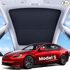 REEVAA Tesla Model S (2026-2022) Sunshade Roof Accessories, Black | OEM Fit; Full Blackout & Heat-Blocking; Protect Interior & Reduce A/C Workload; Two-Piece Magnetic Design Prevents Sagging by REEVAA