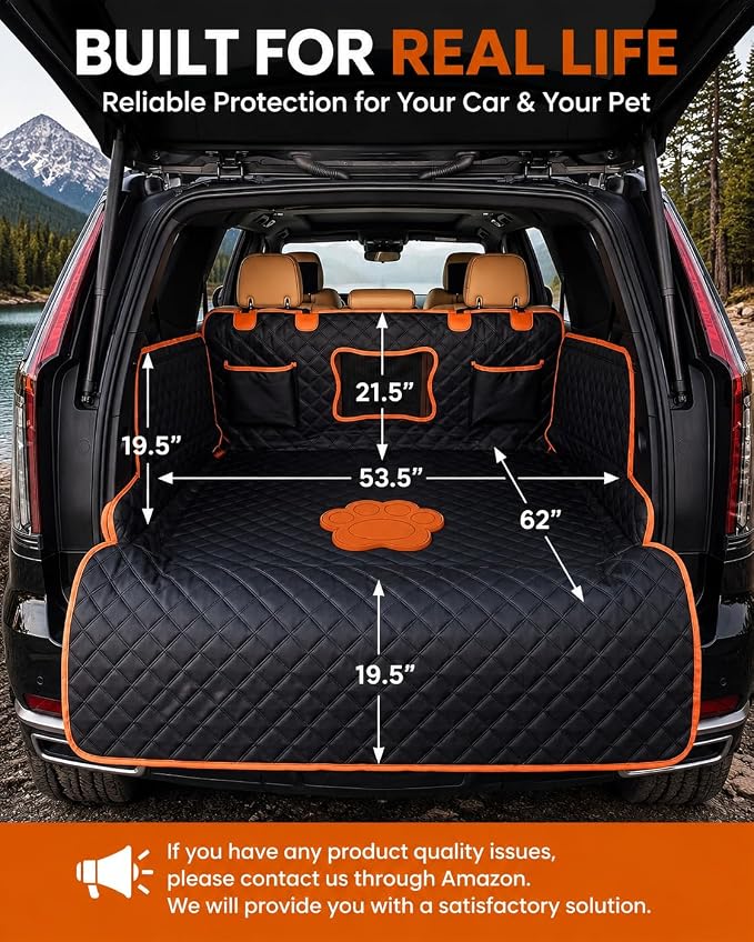 SUV Cargo Liner for Dogs,Waterproof Dog Trunk Cover for Full-Size SUVs | Waterproof PU Leather | Fits Full-Size SUVs | 19.5" Side Flaps | 19.5" Bumper Flap - Image 6